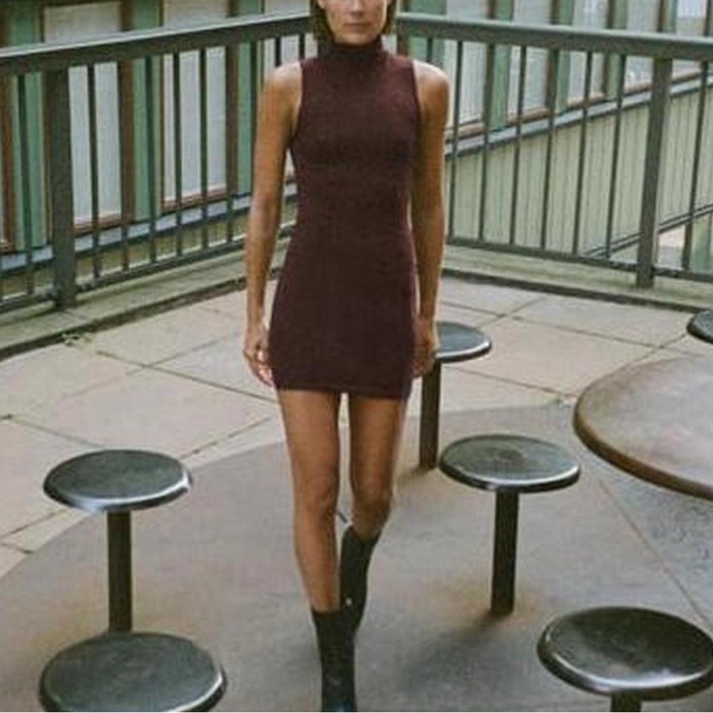 Zara Sleeveless Brown Mini Dress